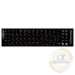 Наліпки на клавіатуру Grand-X UA/RU • оранжевий/білий • непрозорі