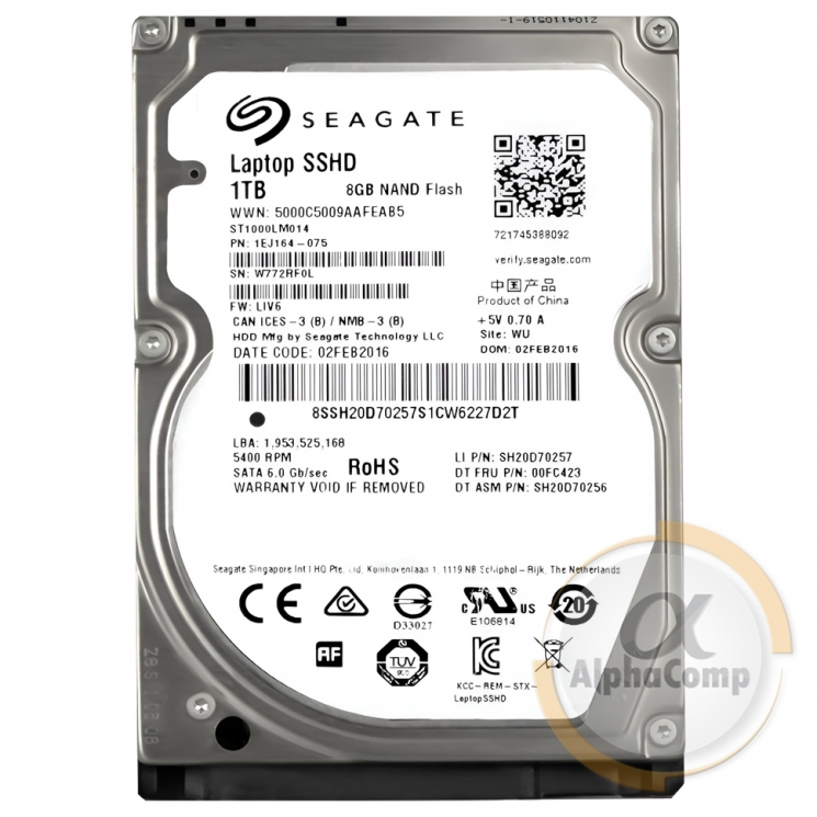 Жорсткий диск 2.5" 1Tb Seagate ST1000LM014 (64Mb • 5400 • SATAIII • SSHD 8Gb NAND Flash) БВ