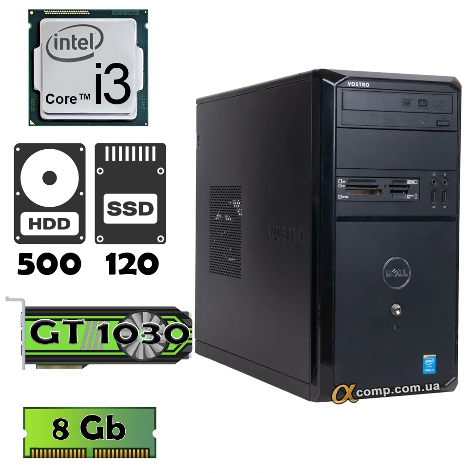 Dell Desktop PC Dell i3 8GB SSD120GB+500GB office Wi-Fi Intel Core