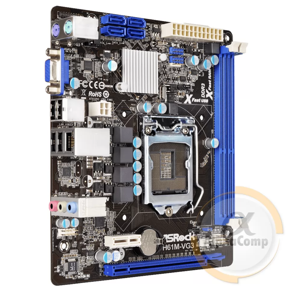 Материнская плата Asrock H61M-VG3 (s1155/H61/2xDDR3) купить в