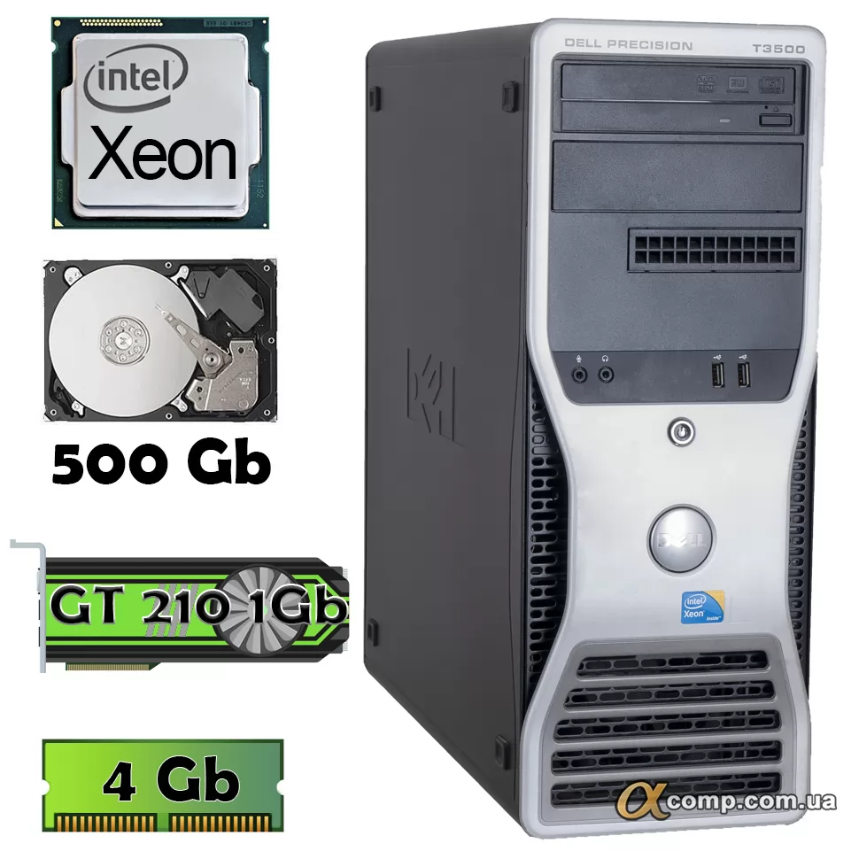 Компьютер DELL T3500 (Xeon X5650/4Gb/500Gb/GT 210) БУ купить в