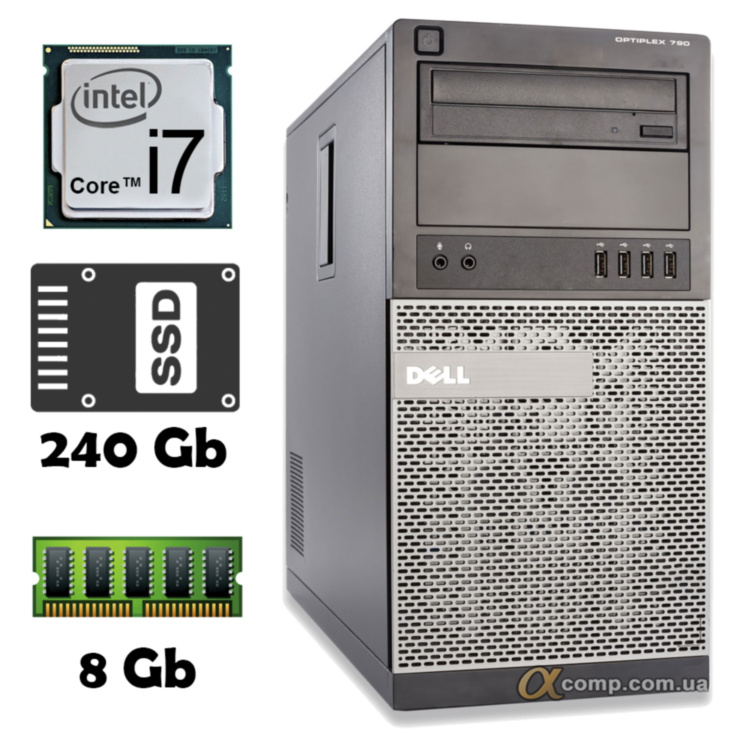 Компьютер Dell 790 (i7-2600/8Gb/ssd 240Gb) Tower БУ
