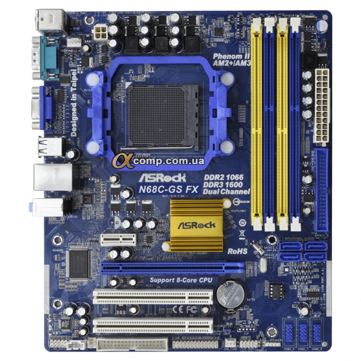 Материнская плата Asrock N68C-GS FX (AM3 • GeForce 7025 • DDR3 & DDR2) БУ