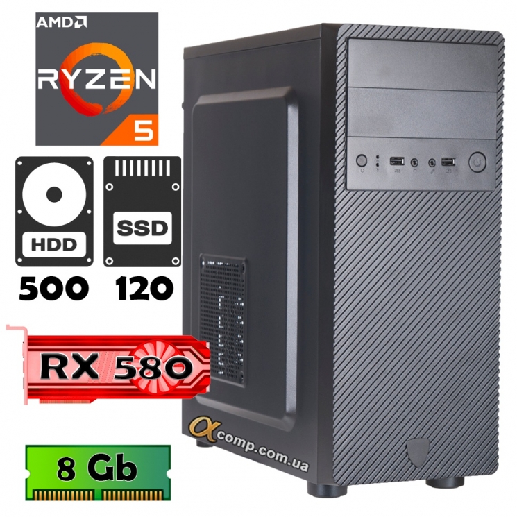 AlphaPC (Ryzen 5 1600 • RX580 • 8Gb • 500Gb • ssd 120Gb) ARG1-T101