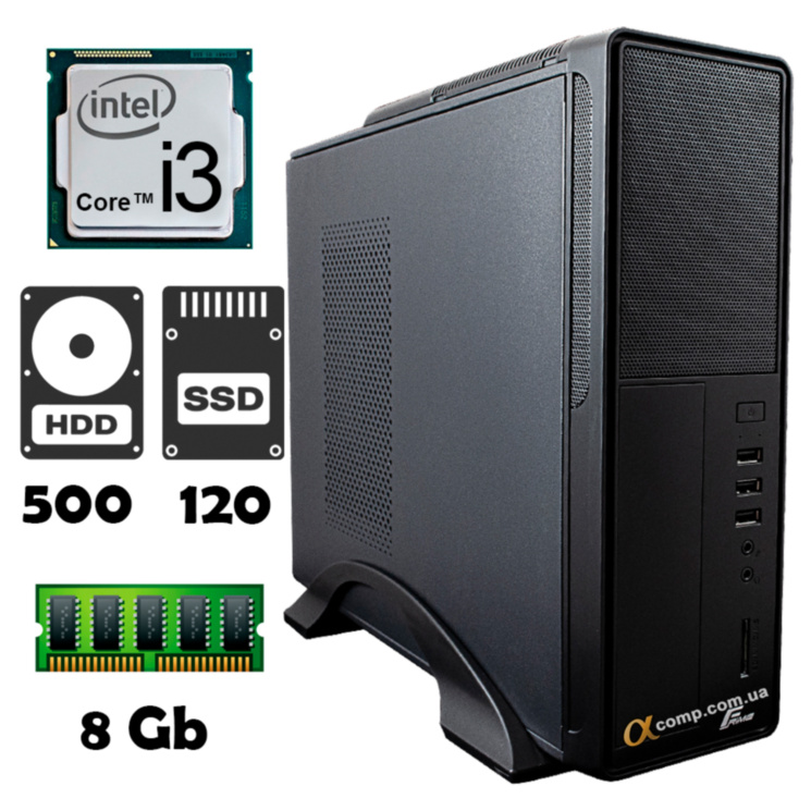 Компьютер AlphaPC P220 (i3-2100/8Gb/500Gb/ssd 120Gb) desktop renew