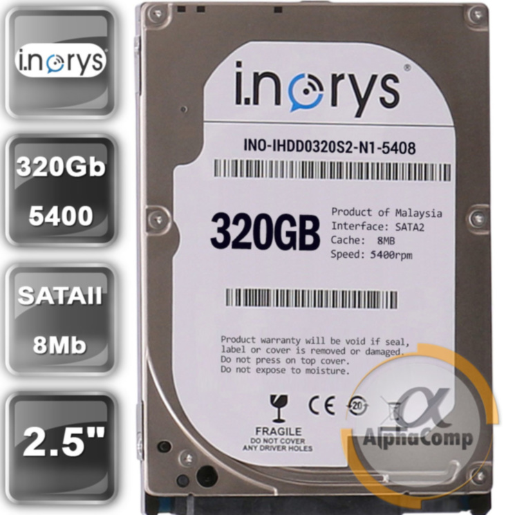 Жесткий диск 2.5" 320Gb i.norys INO-IHDD0320S2-N1-5408 (8Mb/5400/SATAII)
