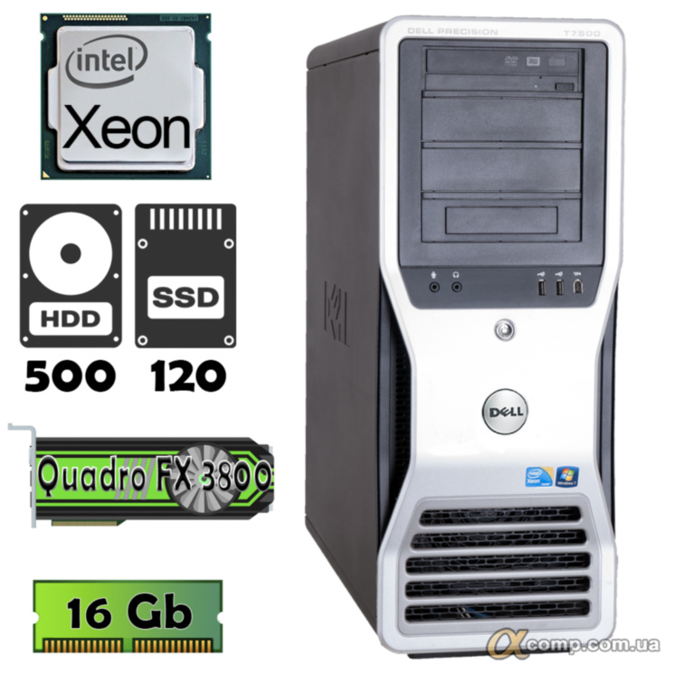 Компьютер DELL T7500 (Xeon X5650/12Gb/500Gb/ssd 120Gb/GT 210) БУ
