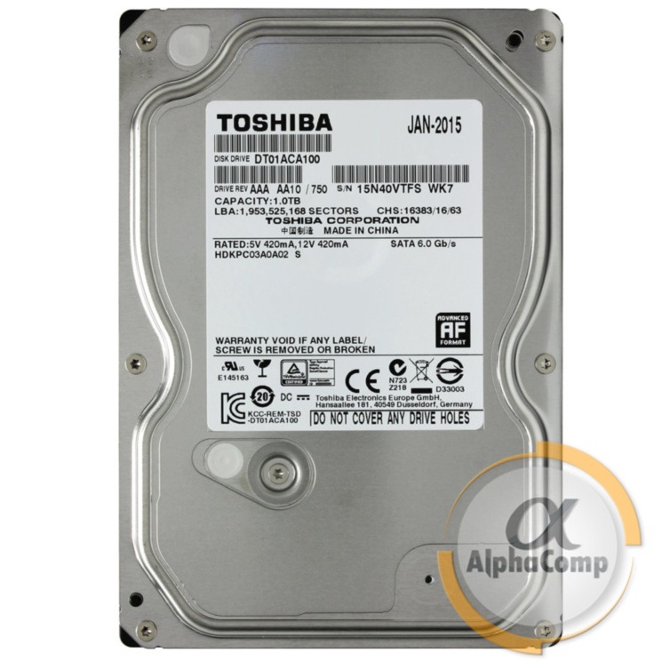 Жесткий диск 3.5" 1Tb Toshiba DT01ACA100 (32Mb•7200•SATAIII) БУ