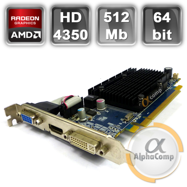 Видеокарта PCI-E ATI Sapphire HD4350 (512Mb/DDR2/64bit/HDMI/DVI) LP БУ