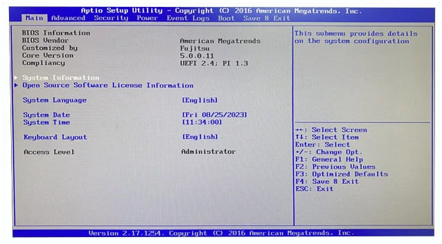 Обновление BIOS и сброс пароля на компьютере Fujitsu P556