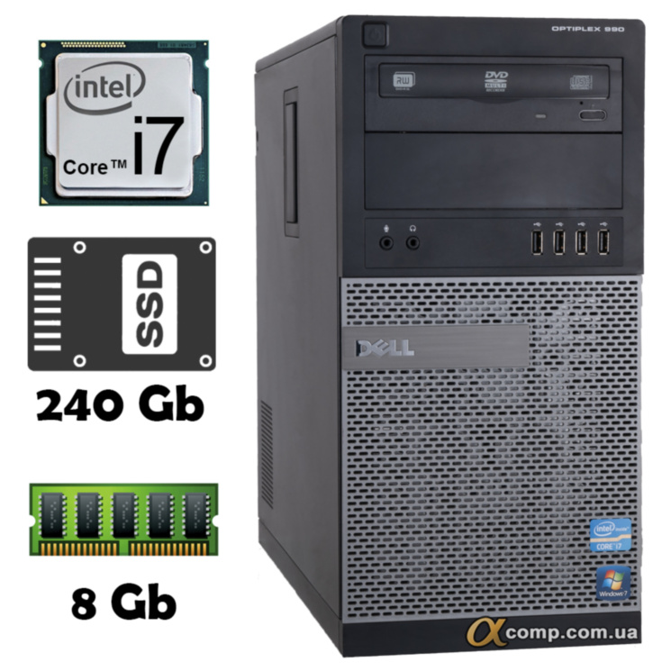 Компьютер Dell 990 (i7-2600/8Gb/ssd 240Gb) БУ