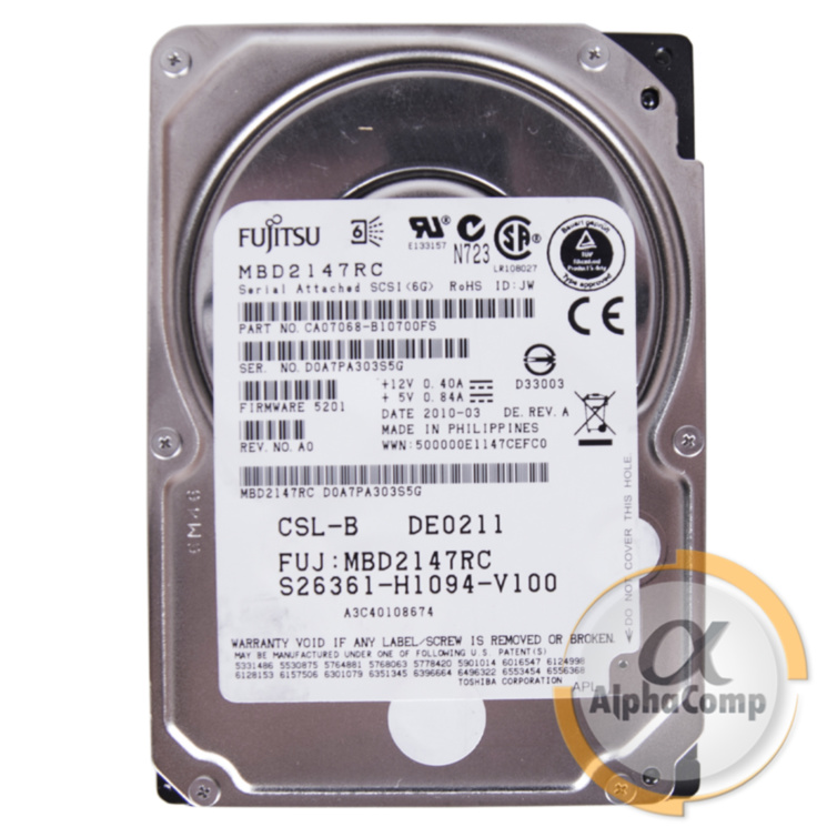 Жесткий диск 2.5" 147Gb Toshiba/Fujitsu Enterprise 10K.3 MBD2147RC (SAS) БУ