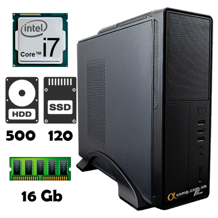 Компьютер AlphaPC P220 (i7-2600/16Gb/500Gb/ssd 120Gb) desktop renew