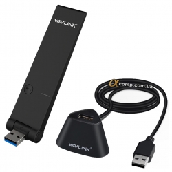 Адаптер USB WiFi Wavlink AC1300 (802.11ac • 1300M • USB 3.0 • dock) black