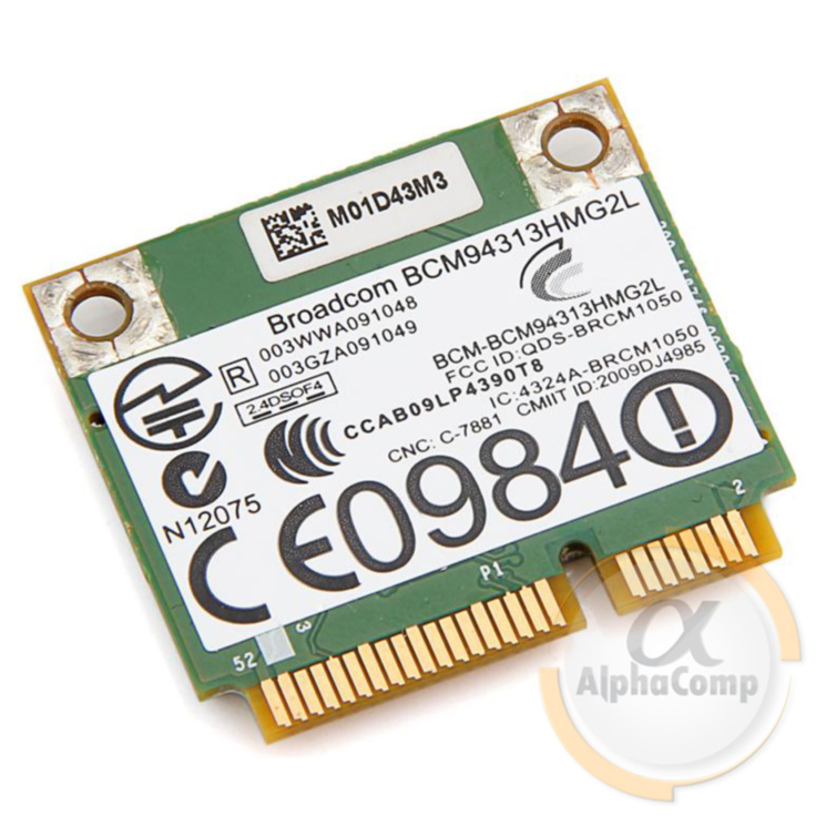 Адаптер mini PCI-e WiFi Broadcom BCM94313HMG2L 802.11 b/g/n 150 Mbit/s БУ