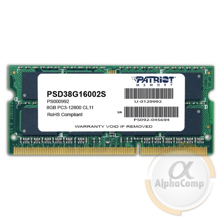 Модуль памяти SODIMM DDR3 8Gb Patriot (PSD38G16002S) 1600