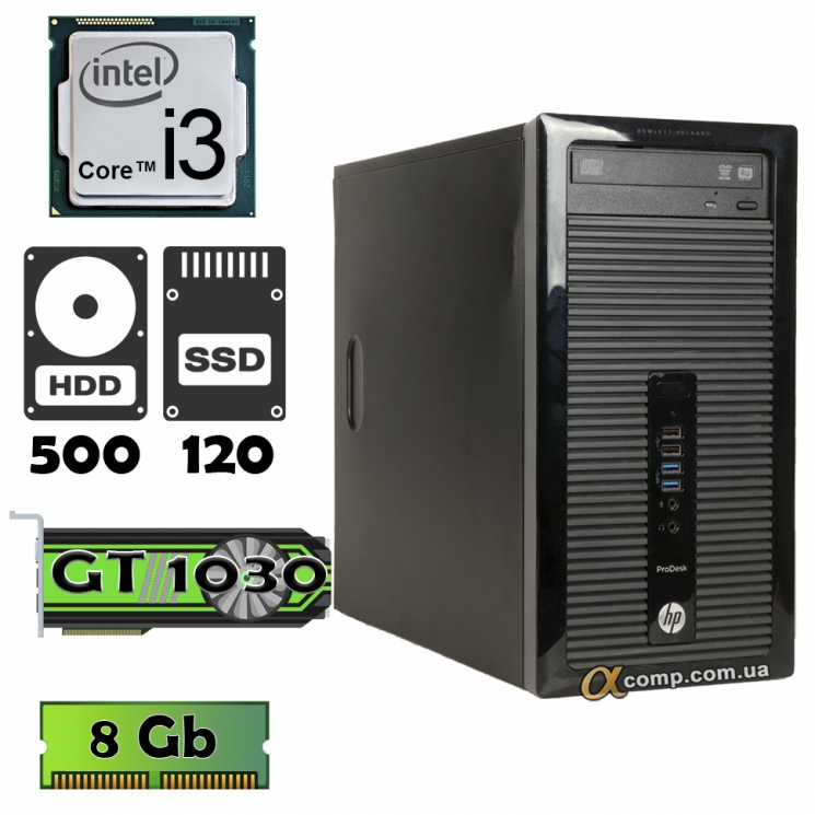 HP 400 G1 (i3 4130 • GT1030 • 8Gb • 500Gb • ssd 120Gb) MT