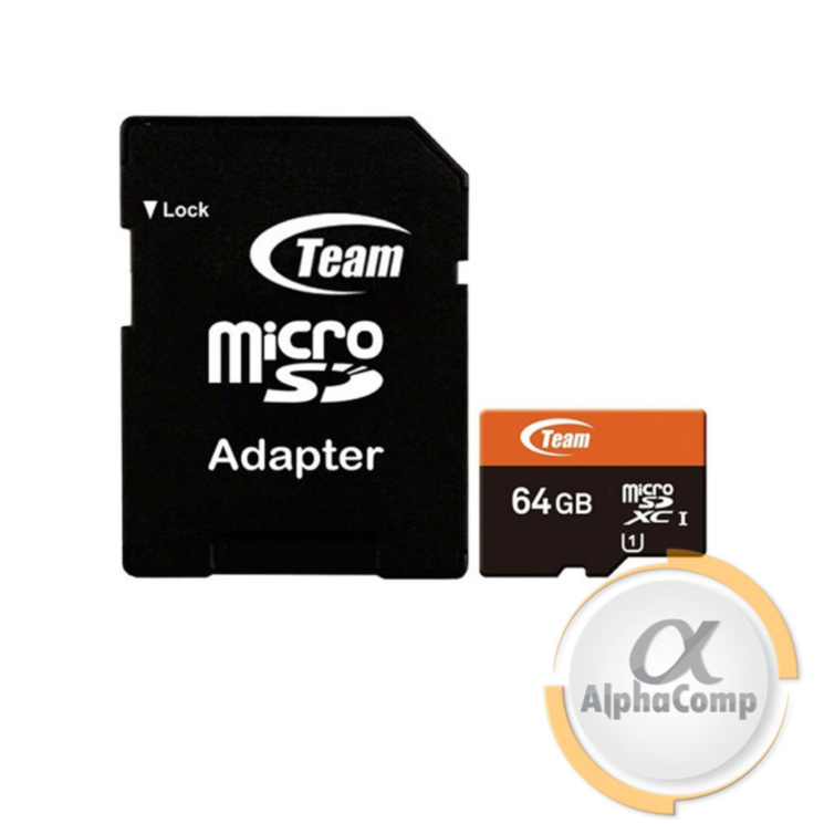 карта памяти microSD 64GB Team Class10 UHS-I (TUSDX64GUHS03) + SD адаптер