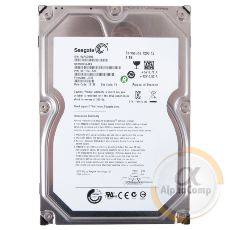 Жорсткий диск 3.5" 1Tb Seagate ST31000524AS (32Mb • 7200 • SATAIII) БВ