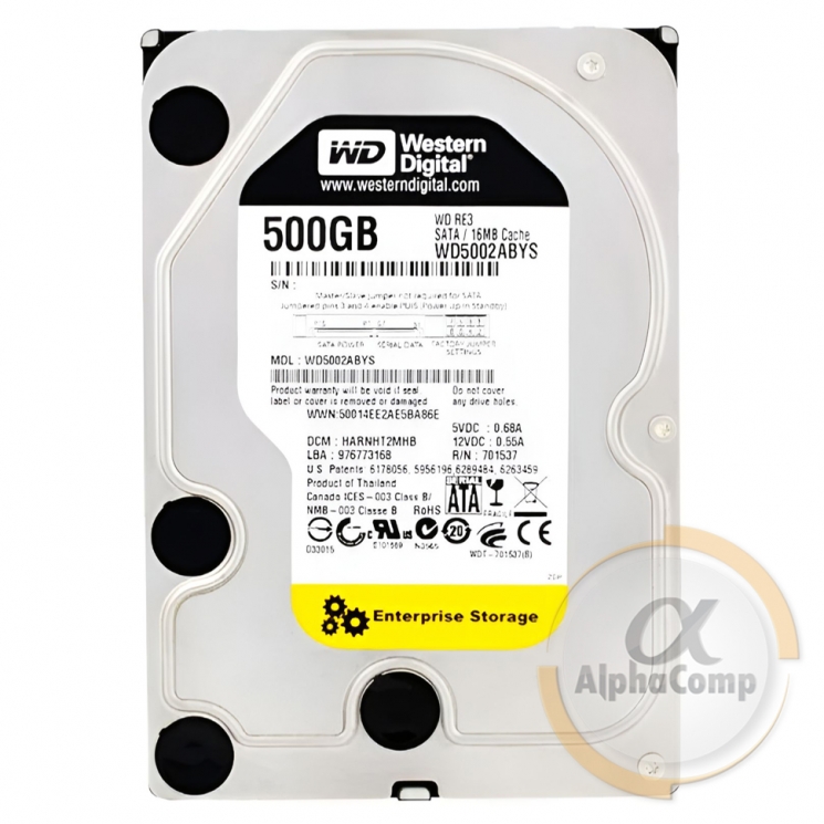 Жорсткий диск 3.5" 500Gb WD WD5002ABYS (16Mb • 7200 • SATA2) RE3 БВ