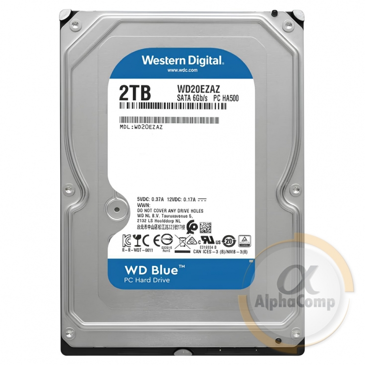 Жорсткий диск 3.5" 2Tb WD WD20EZAZ (256Mb • 5400 • SATA3) blue БВ