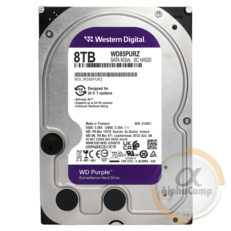 Жорсткий диск 3.5" 8Tb WD85PURZ (256Mb • 5400 • SATA3) БВ