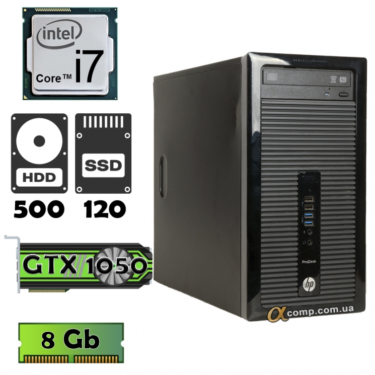 HP 400 G1 (i7 4770 • GTX1050 • 8Gb • 500Gb • ssd 120Gb) MT