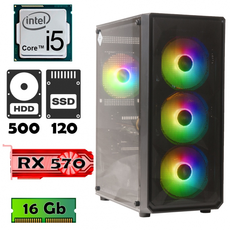 Компьютер AlphaPC G6102 (i5-6400/RX570 4Gb/16gb/ssd 120gb/500gb) renew