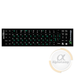 Наклейки на клавиатуру Grand-X UA/RU • зеленый\белый • непрозрачные