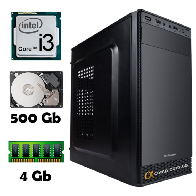Компьютер AlphaPC T8101 (i3-8100/4Gb/500Gb) Tower renew