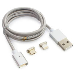 Кабель USB 2.0 (AM/Apple Lightning) магнитный 2A 1м Grey