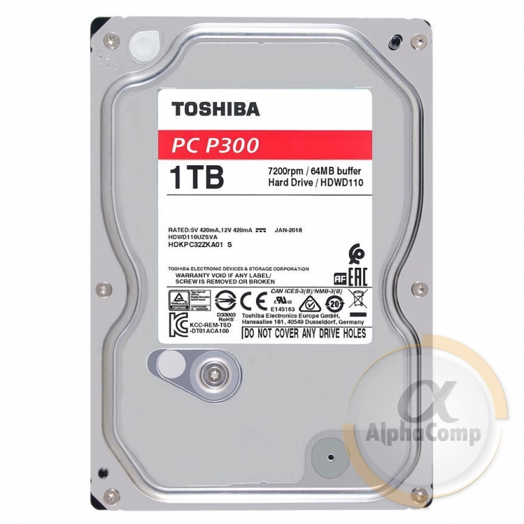 Жесткий диск 3.5" 1Tb Toshiba HDWD110UZSVA (64Mb • 7200 • SATA3) БУ