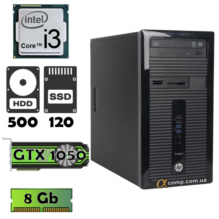 HP 490 G1 (i3 4130 • GTX1050 • 8Gb • 500Gb • ssd 120Gb) MT
