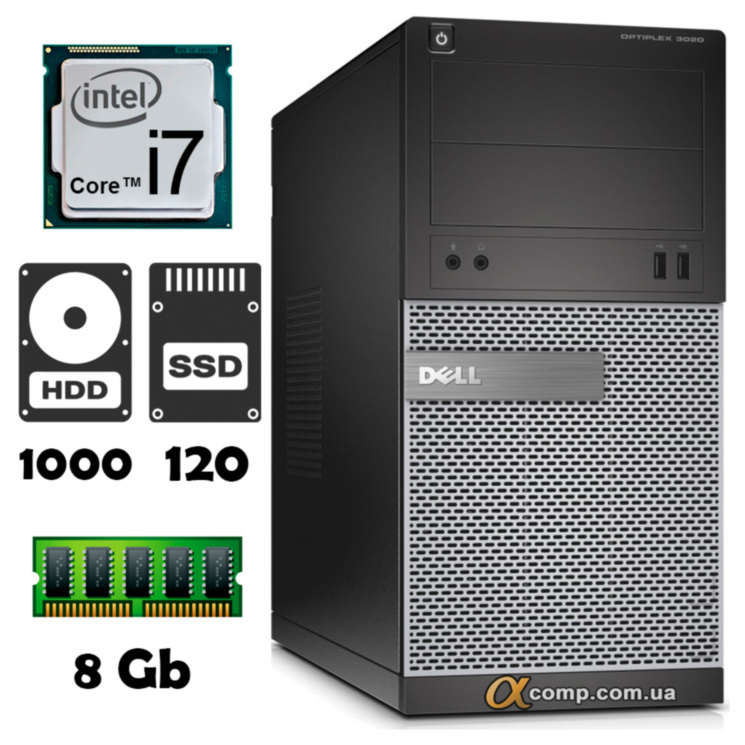 Компьютер Dell 3020 (i7-4770/8Gb/1Tb/ssd 120Gb) БУ