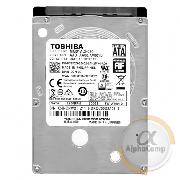 Жорсткий диск 2.5" 500Gb Toshiba MQ01ACF050 (16Mb • 7200 • SATAIII) БВ