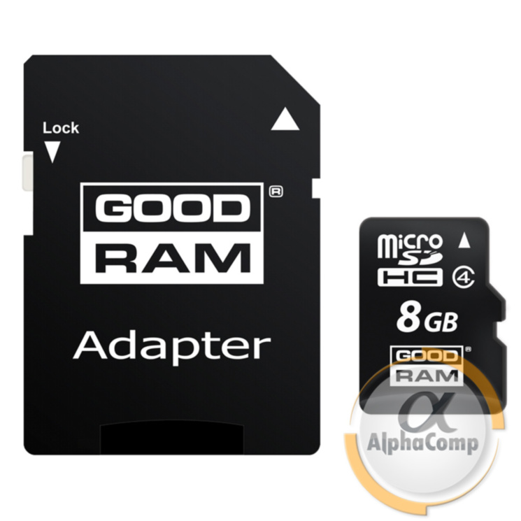карта памяти microSD 8GB GOODRAM (Class 4) (M40А-0080R11) + SD адаптер