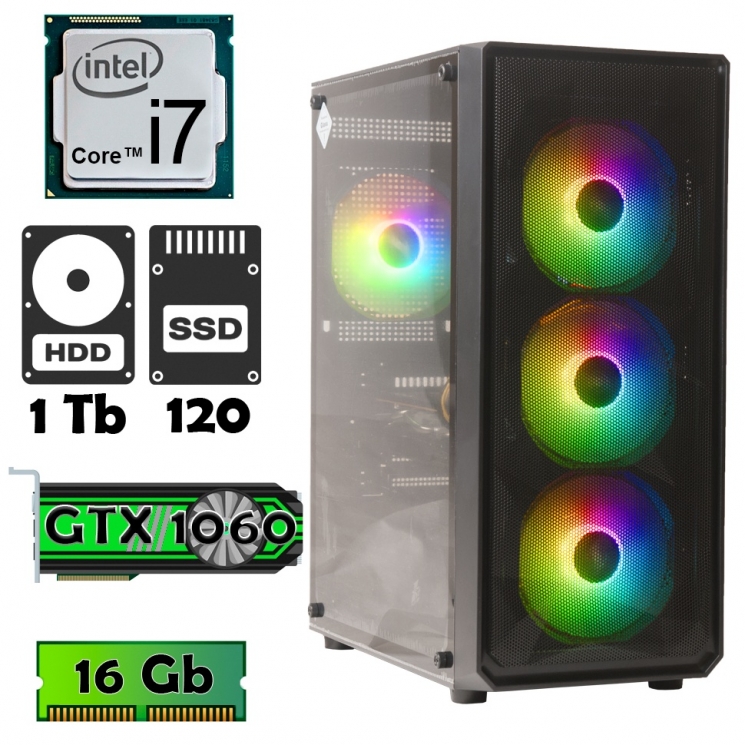 Компьютер AlphaPC T201 (i7-2600/GTX1060 3Gb/16Gb/ssd 120/1Tb) renew