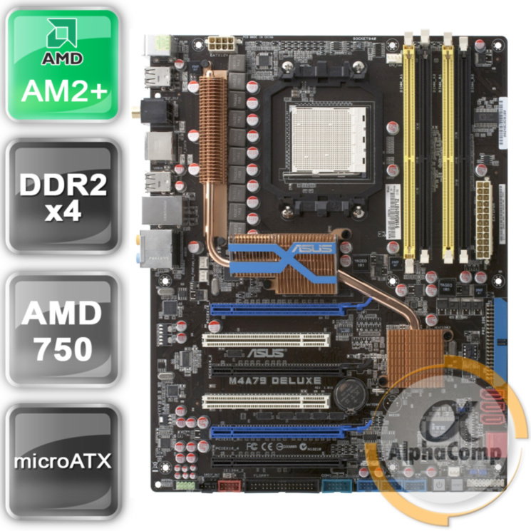 Материнская плата Asus M4A79 Deluxe (AM2+/AM3/AMD 750/4xDDR2) БУ