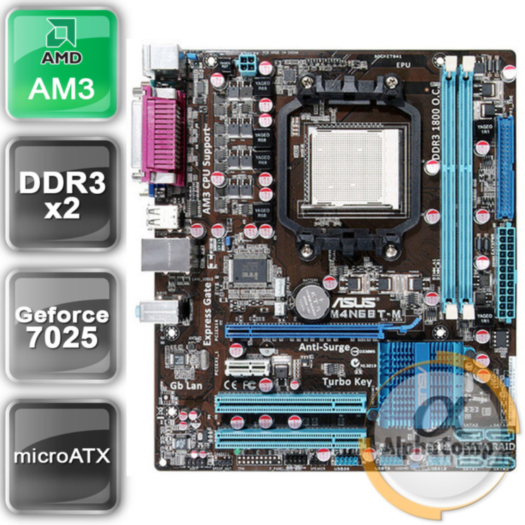 Материнская плата Asus M4N68T-M LE (AM3/GeForce 630a/2xDDR3) БУ