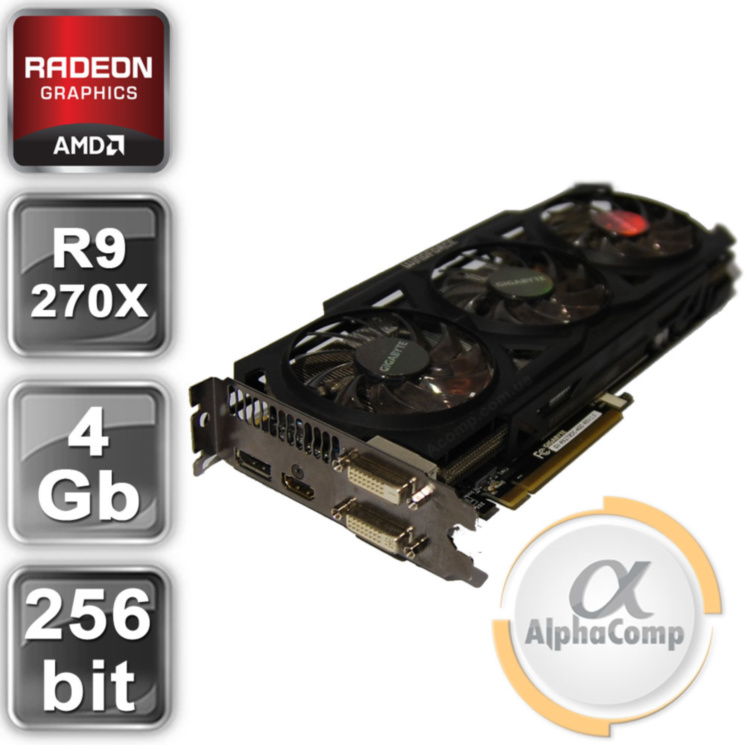 Видеокарта PCI-E ATI Gigabyte R9 270X (4Gb/GDDR5/256bit/2xDVI/HDMI/DP) БУ