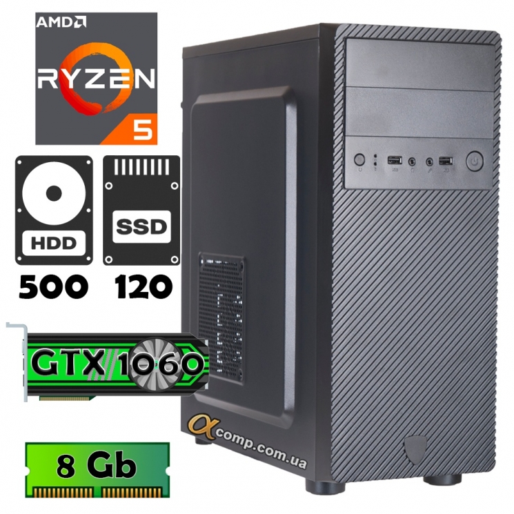 AlphaPC (Ryzen 5 2600 • GTX1060 • 8gb • 500gb • ssd 120Gb) ARG2-T101