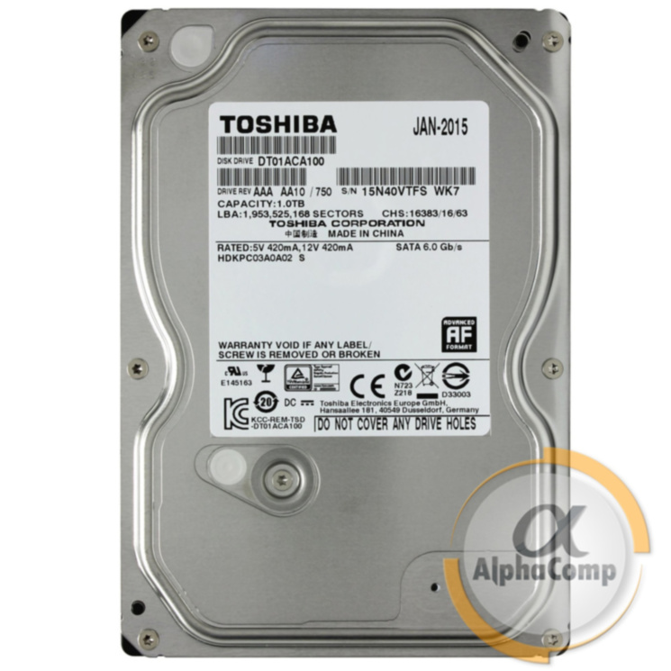 Жесткий диск 3.5" 1Tb Toshiba DT01ACA100 (32Mb/7200/SATAIII)
