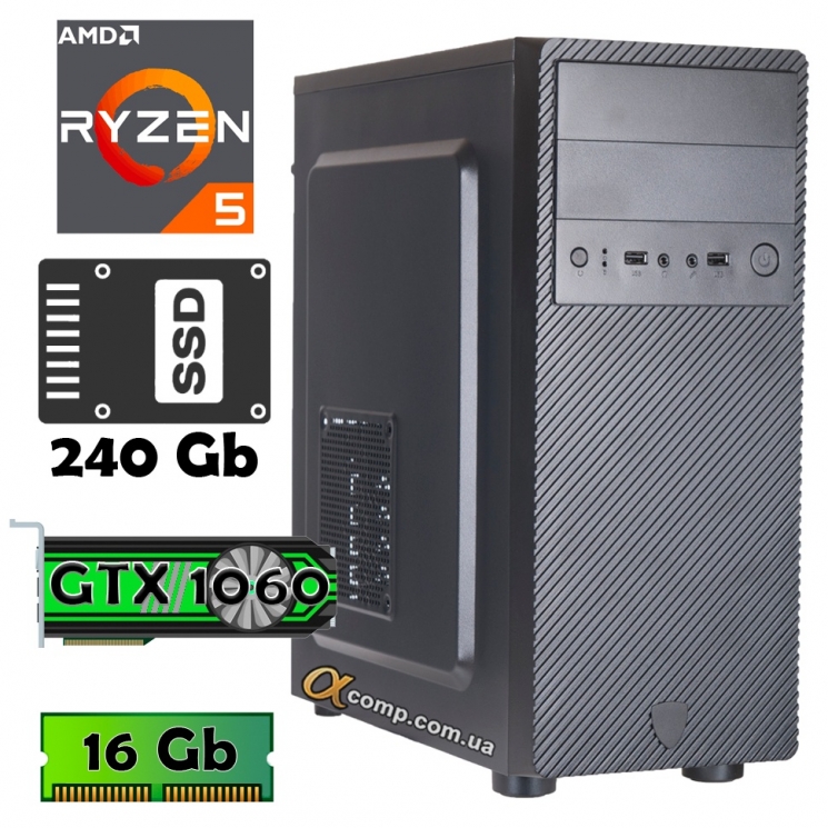 AlphaPC (Ryzen 5 2600 • GTX1060 • 16gb • ssd 240Gb) ARG2-T101