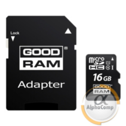 карта памяти microSD 16GB GOODRAM Class 10 UHS-I (M1AA-0160R11) + SD адаптер