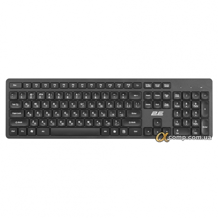 Клавіатура 2E KS260 WL EN/UKR бездротова Black USB