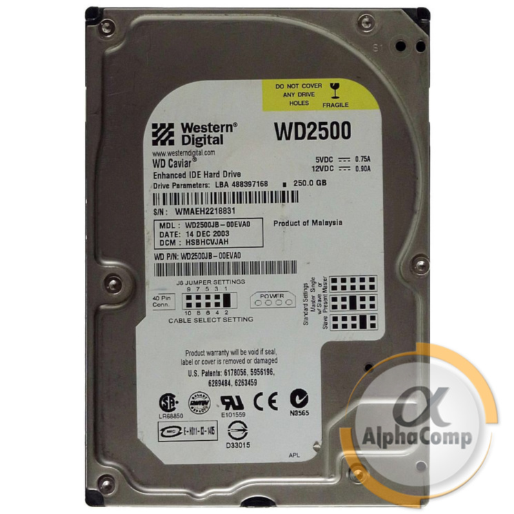 Жесткий диск 3.5" 250Gb WD WD2500JB (8Mb/7200/IDE) БУ