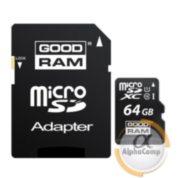 карта памяти microSD 64GB GOODRAM Class10 UHS-I (M1AA-0640R11) + SD адаптер