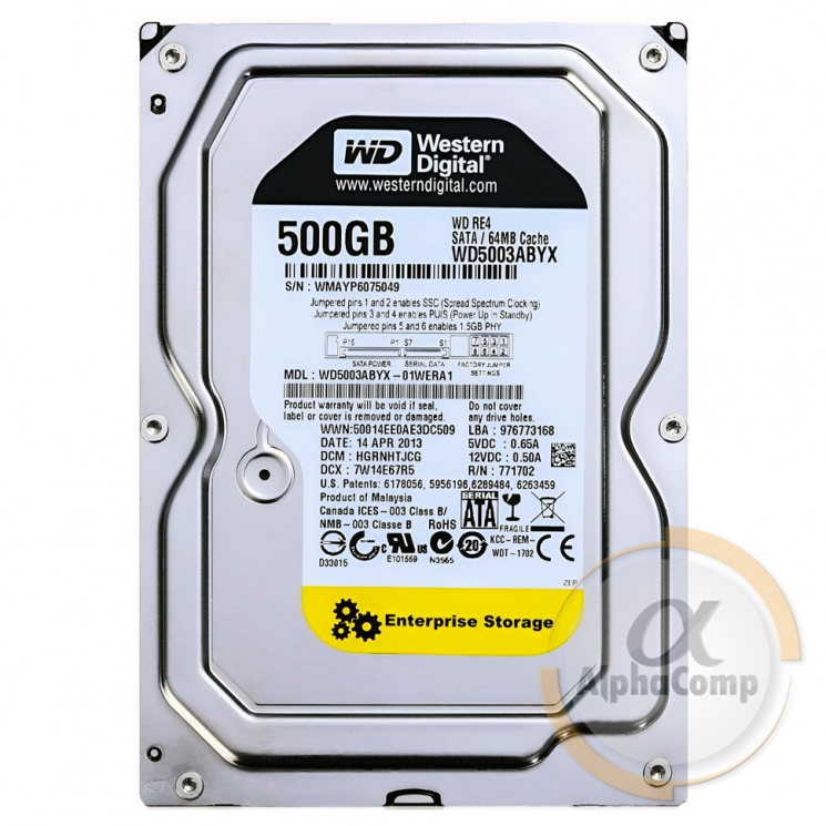 Жесткий диск 3.5" 500Gb WD WD5003ABYX (64Mb • 7200 • SATAII) RAID edition БУ