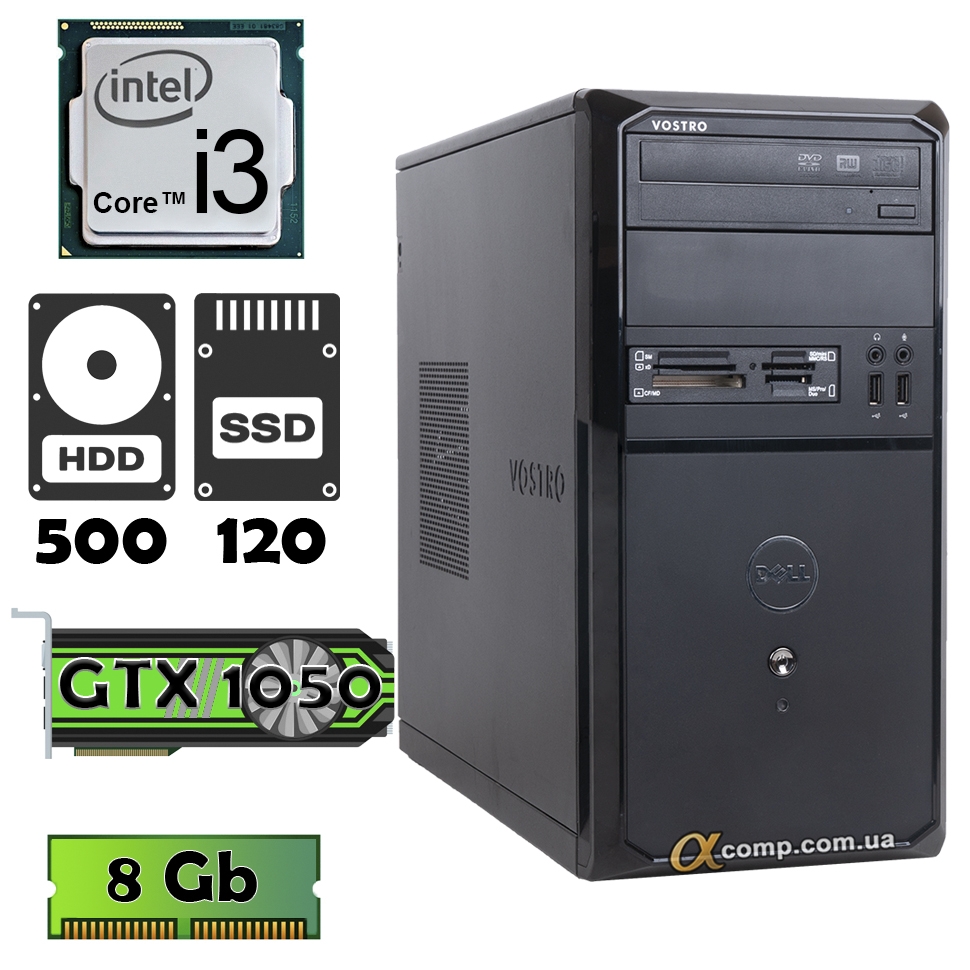 Dell Vostro 270 i3 3220 GTX1050 8Gb 500Gb ssd 120Gb MT