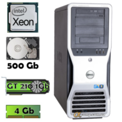 Компьютер DELL T7500 (Xeon X5650/4Gb/250Gb/GT 210) Tower БУ